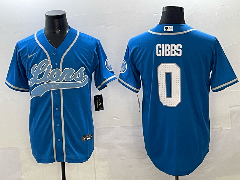 Men Detroit Lions 0 Gibbs blue NFL Nike 2025 jersey 002